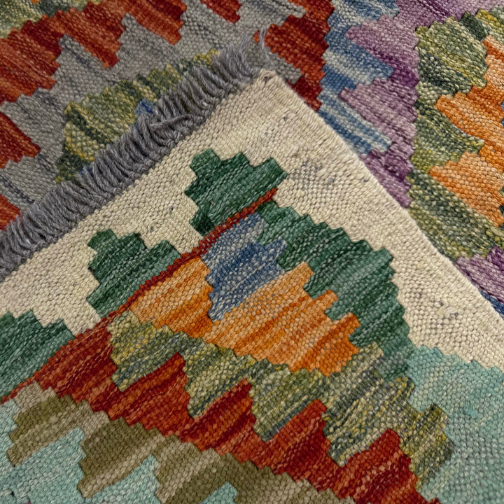 Multi Color ful Flat-Weave Wool Kilim 3' 11" x 5' 11" - No. AL529043