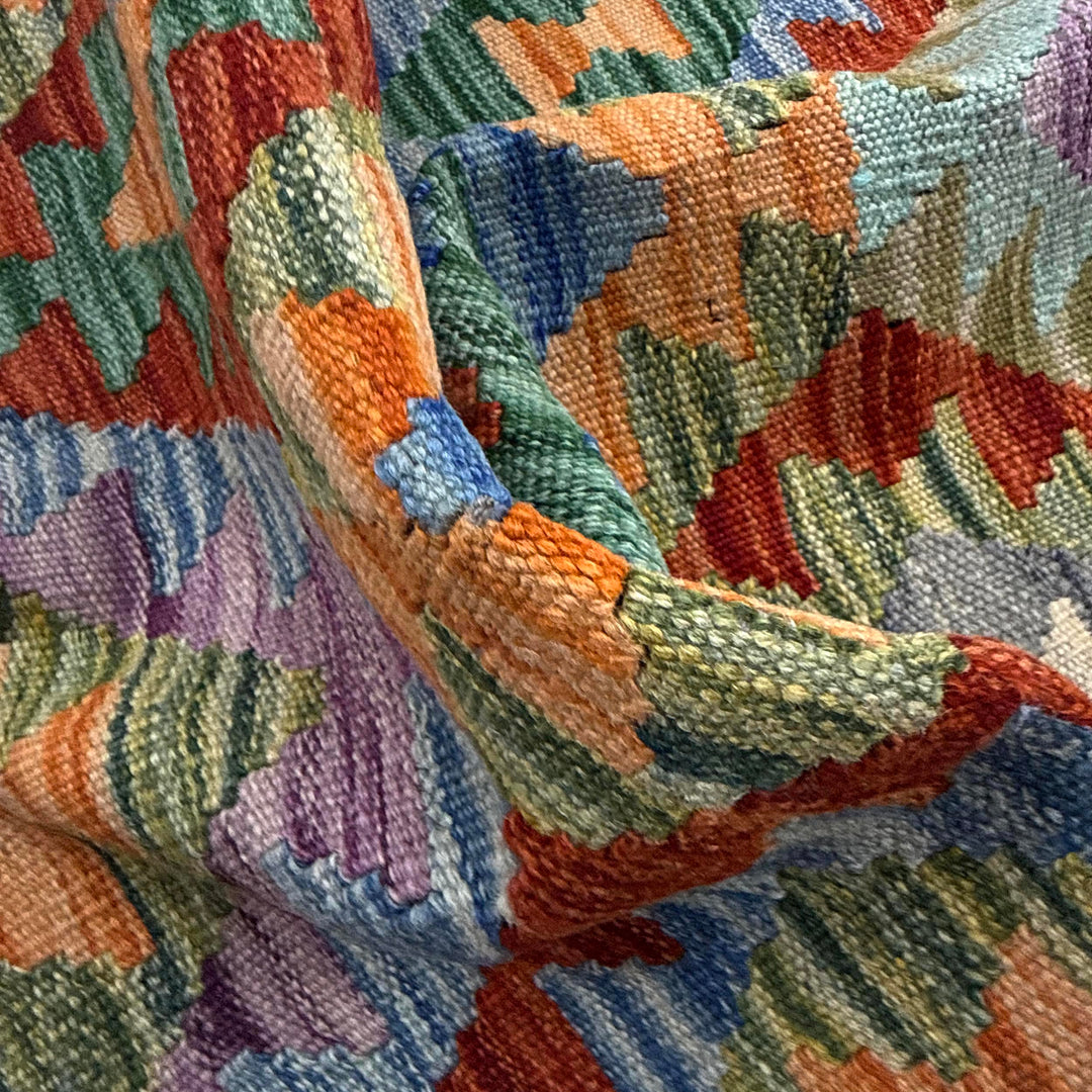 Multi Color ful Flat-Weave Wool Kilim 3' 11" x 5' 11" - No. AL529043