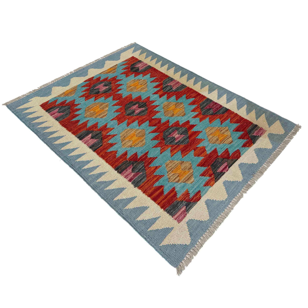 Multi Color ful Flat-Weave Wool Kilim 2' 10" x 3' 9" - No. AL574240