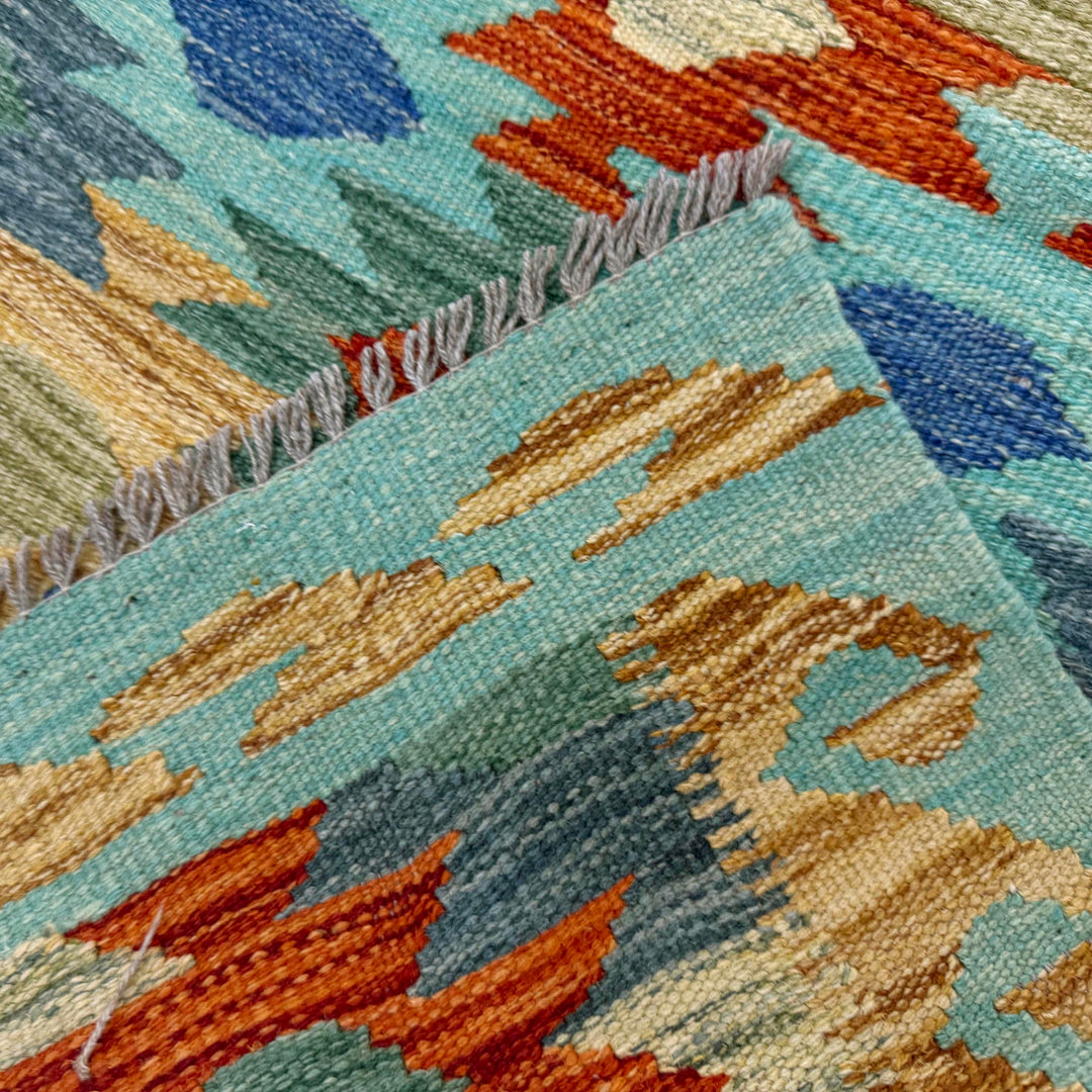 Multi Color ful Flat-Weave Wool Kilim 2' 7" x 4' 1" - No. AL620553