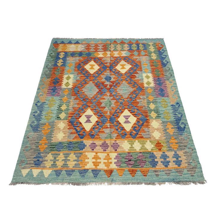 Handmade Turkish Design Wool Kilim 4' 11" x 6' 7" - No. AL977301