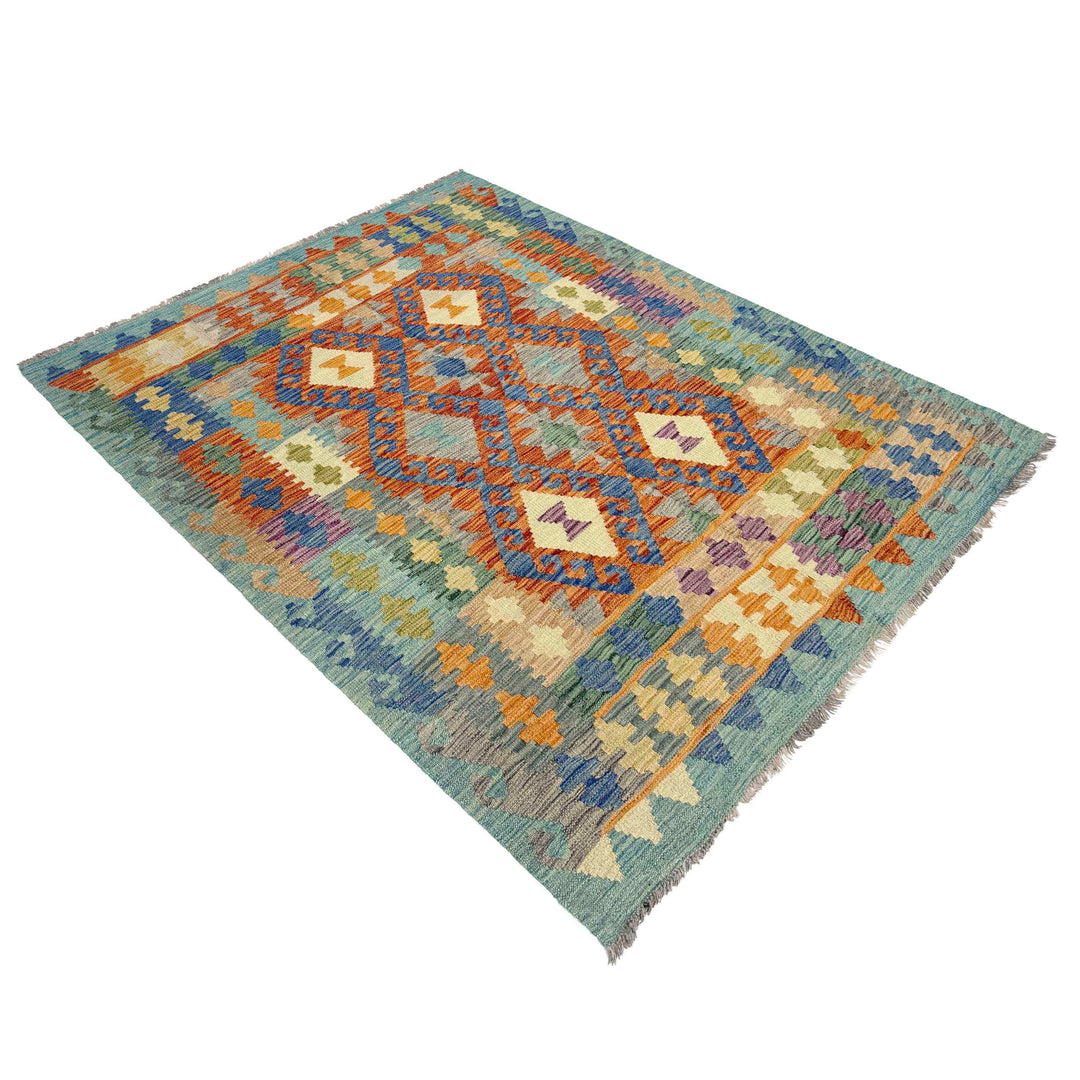 Handmade Turkish Design Wool Kilim 4' 11" x 6' 7" - No. AL977301