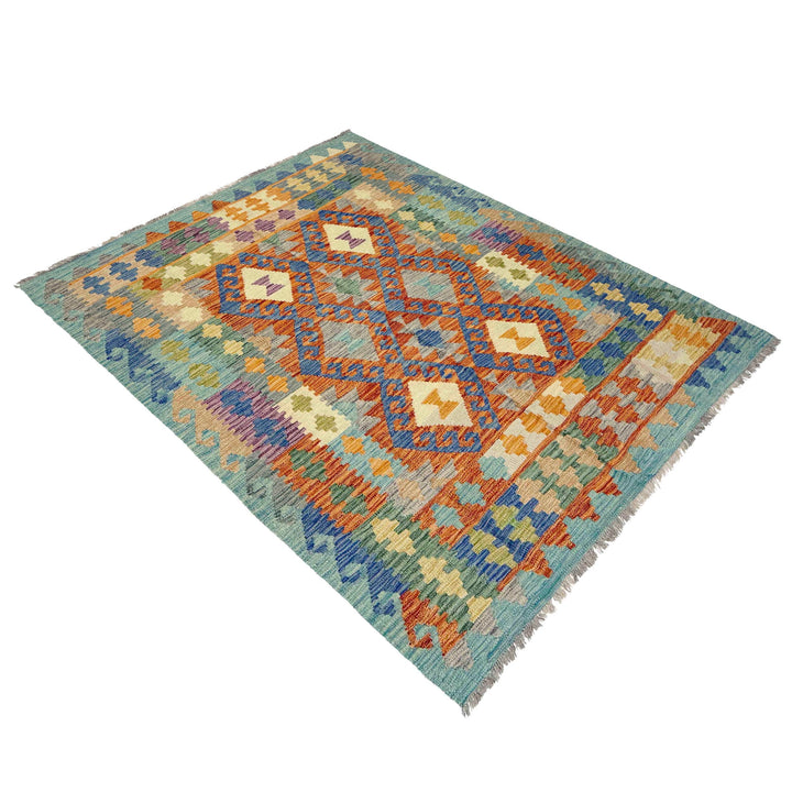 Handmade Turkish Design Wool Kilim 4' 11" x 6' 7" - No. AL977301