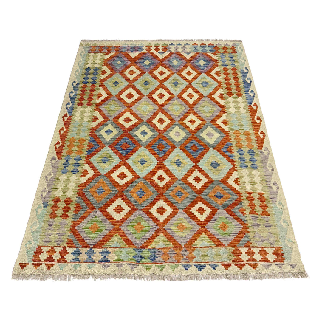 Handmade Afghan Vegetable Kilim 4' 5" x 6' 5" - No. AL644781