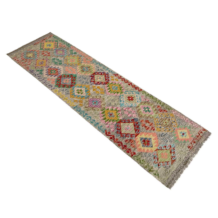 Multi Color ful Flat-Weave Wool Kilim Runner 2' 11" x 9' 11" - No. AL583339