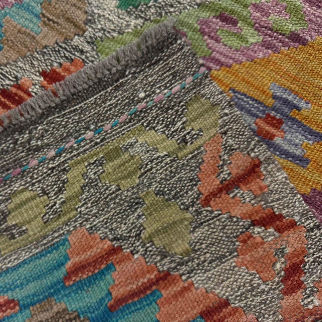 Multi Color ful Flat-Weave Wool Kilim Runner 2' 11" x 9' 11" - No. AL583339