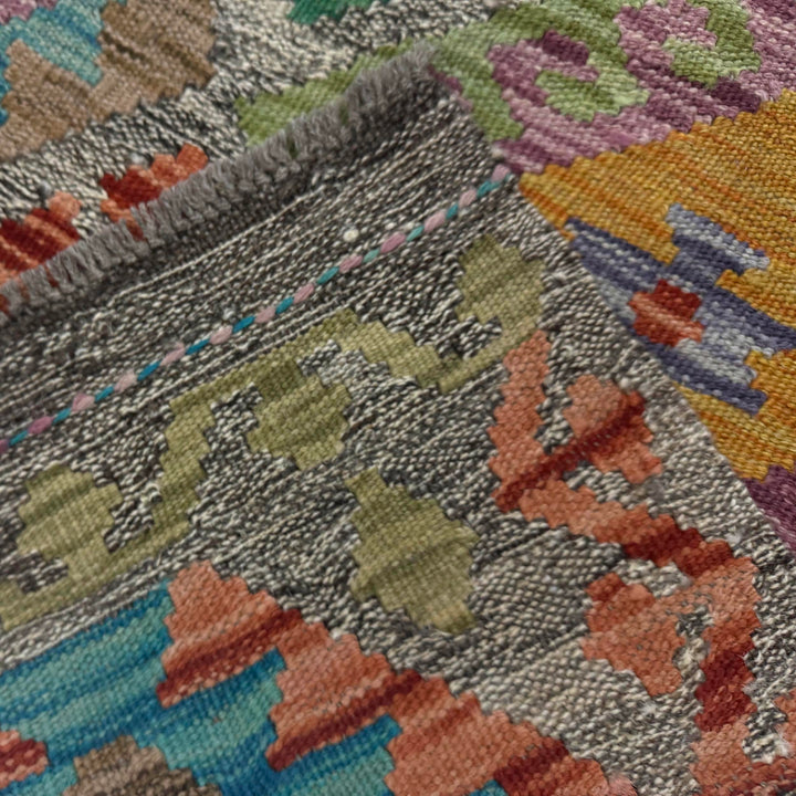 Multi Color ful Flat-Weave Wool Kilim Runner 2' 11" x 9' 11" - No. AL583339
