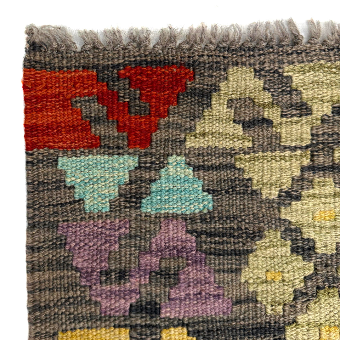 Afghan Vegetable Kilim Runner 2' 8" x 6' 9" Flat-Weave pattern