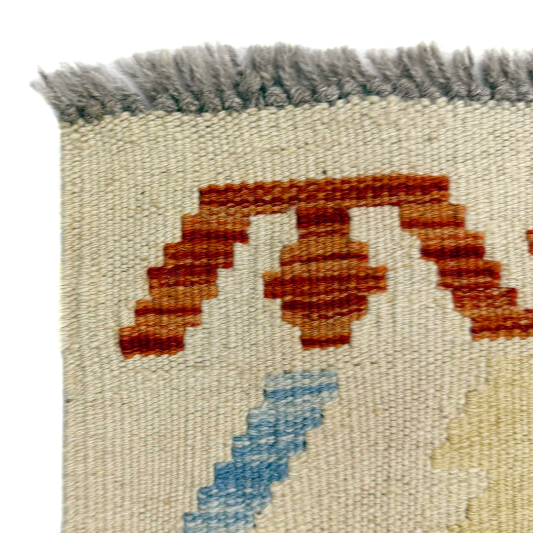 Afghan Vegetable Kilim Rug 3' 3" x 4' 11" Flat-Weave pattern
