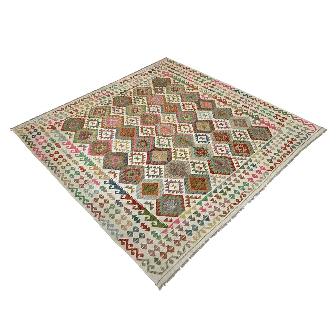 Afghan Vegetable Kilim Rug 8' 5" x 9' 9" Flat-Weave view