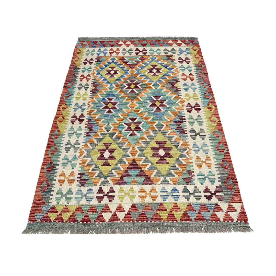 Hand Knotted Afghan Style Kilim 3' 4" x 5' 3" - No. AL969041