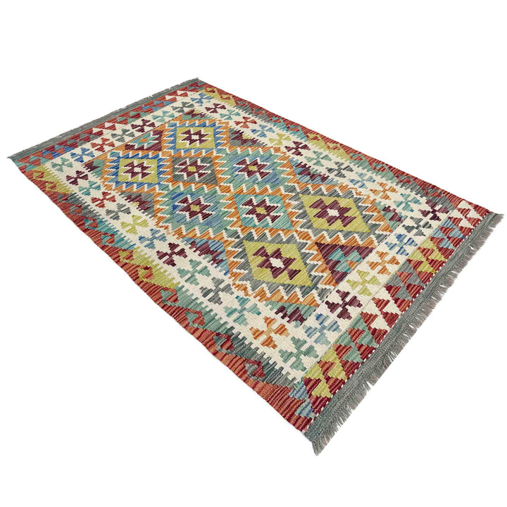 Hand Knotted Afghan Style Kilim 3' 4" x 5' 3" - No. AL969041
