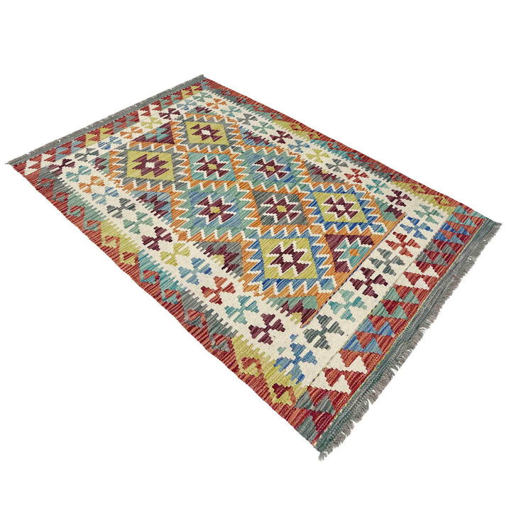 Hand Knotted Afghan Style Kilim 3' 4" x 5' 3" - No. AL969041