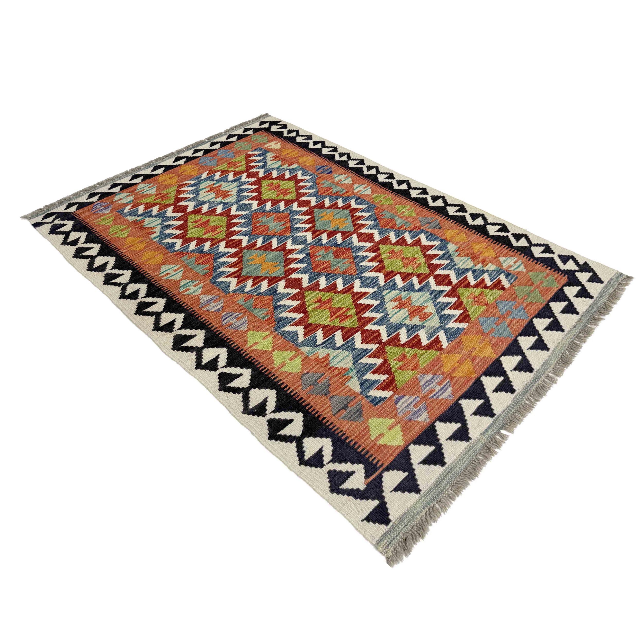 Multicolor Afghan Vegetable Kilim Rug 3' 3