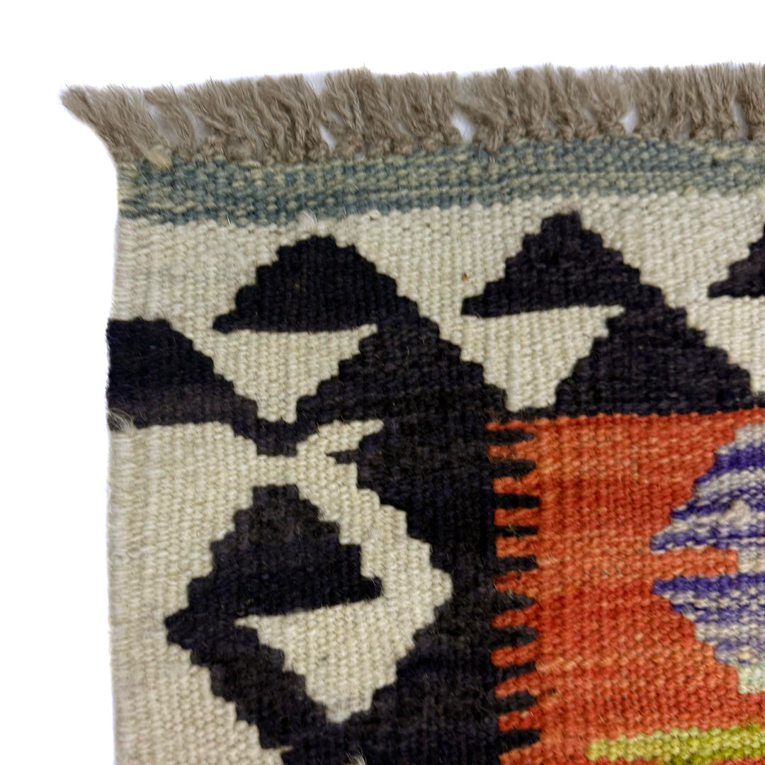 Multicolor Afghan Vegetable Kilim Rug 3' 3" x 4' 10" Flat-Weave pattern