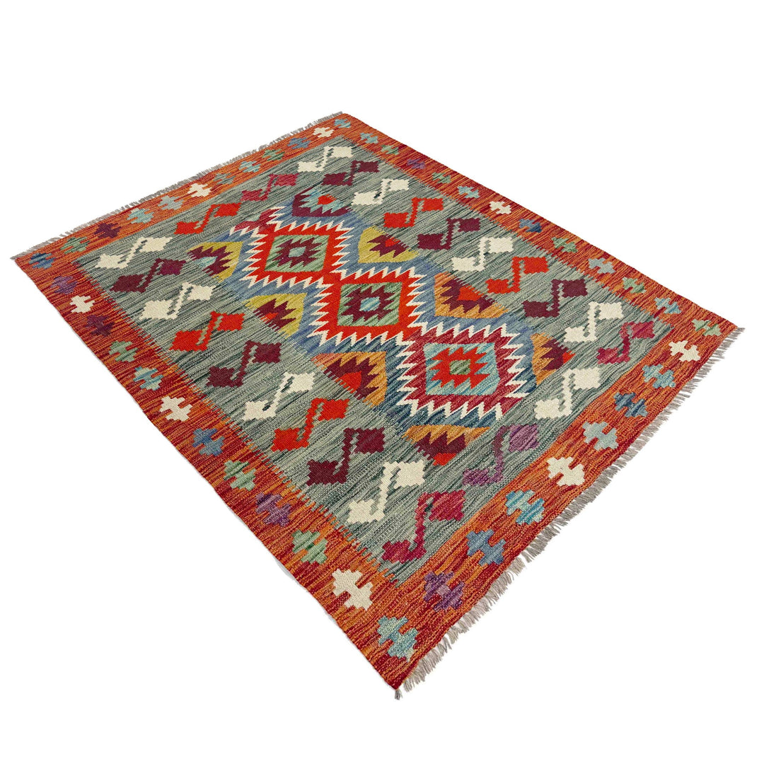 Handmade Turkish Design Wool Kilim 3' 9" x 4' 11" - No. AL957272