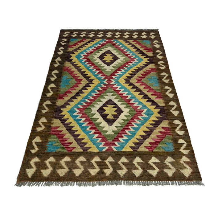 Afghan Vegetable Kilim Rug 3' 3" x 5' 1" Flat-Weave detail
