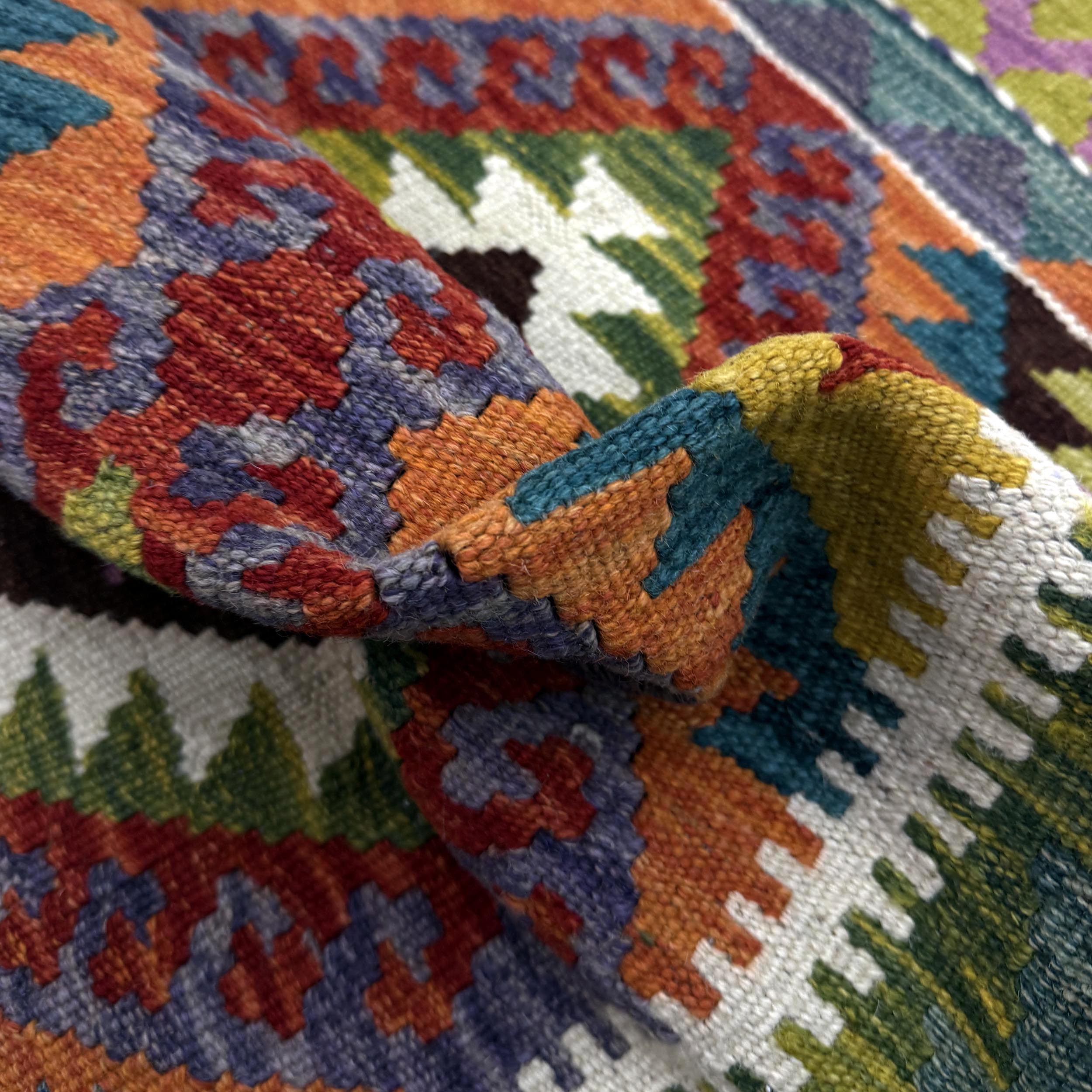 Multicolor Afghan Vegetable Kilim Rug 2'11