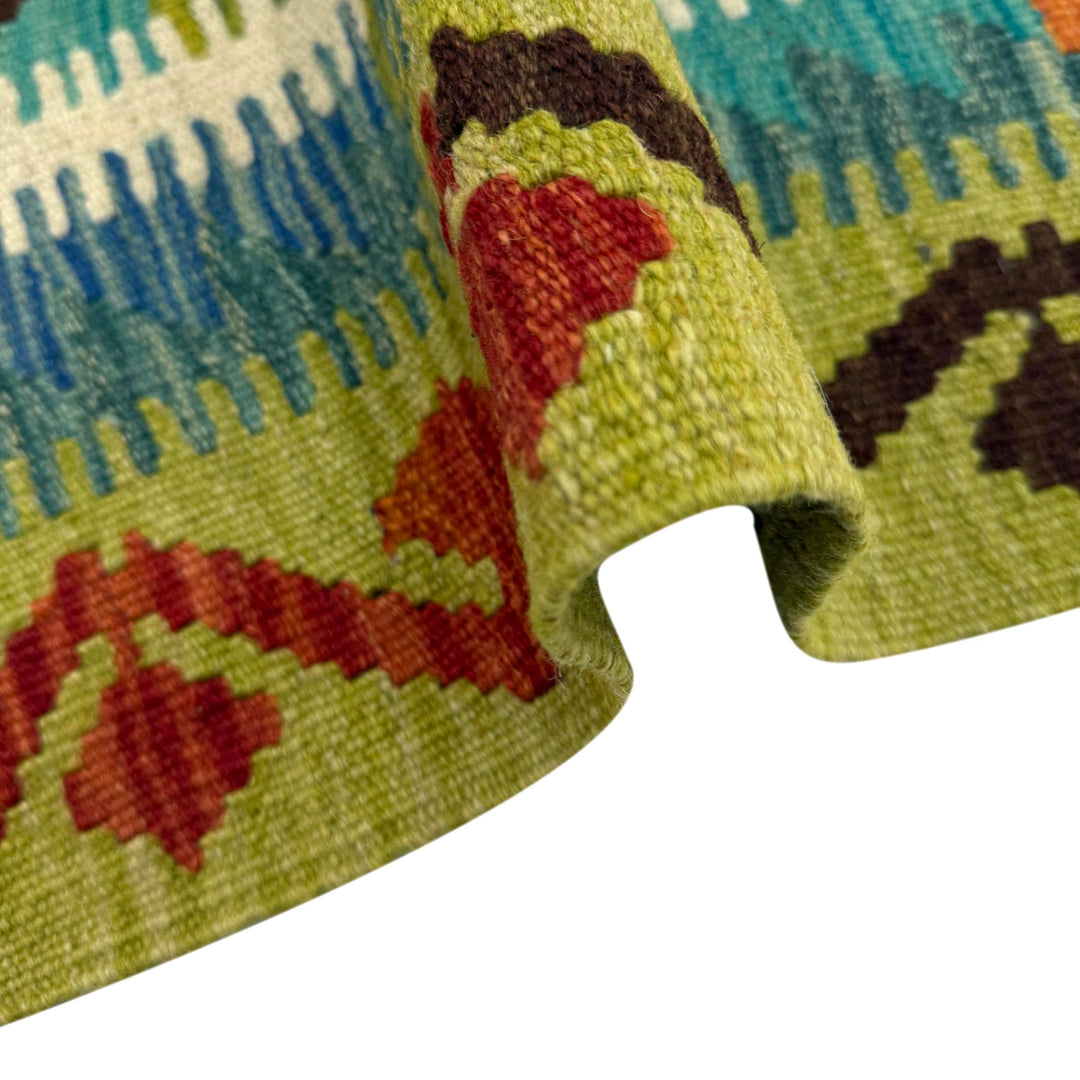 Multicolor Afghan Vegetable Kilim Rug 2'9" x 3'9" Flat-Weave field