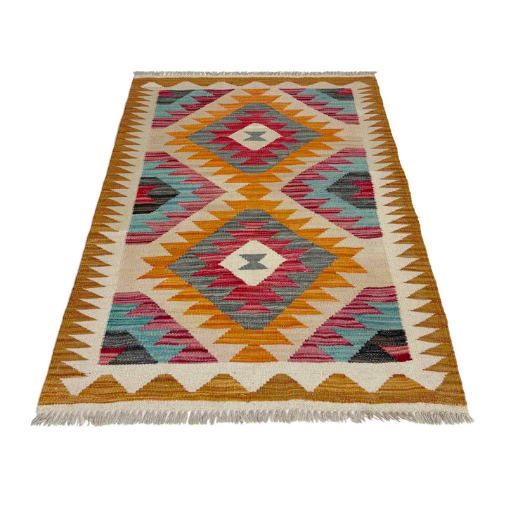 Multi Color ful Flat-Weave Wool Kilim 2' 7" x 3' 10" - No. AL442559