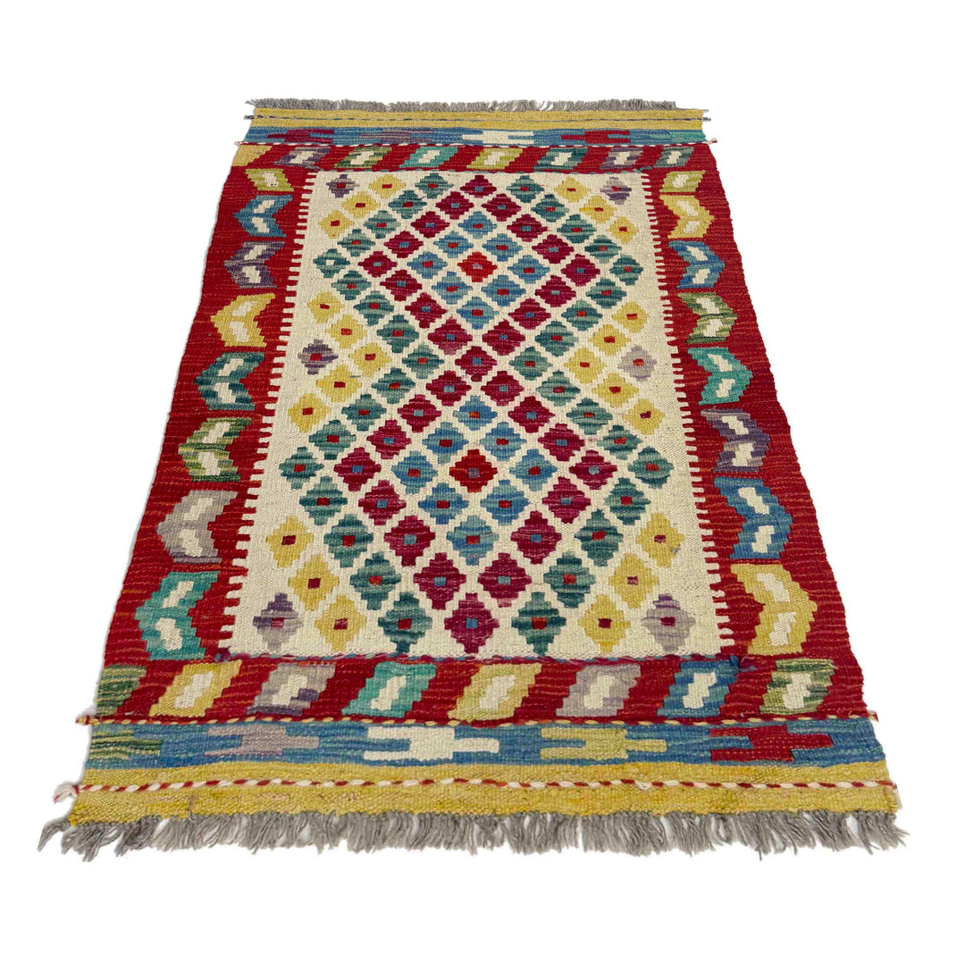 Hand Knotted Afghan Style Kilim 2' 7" x 4' 0" - No. AL186823