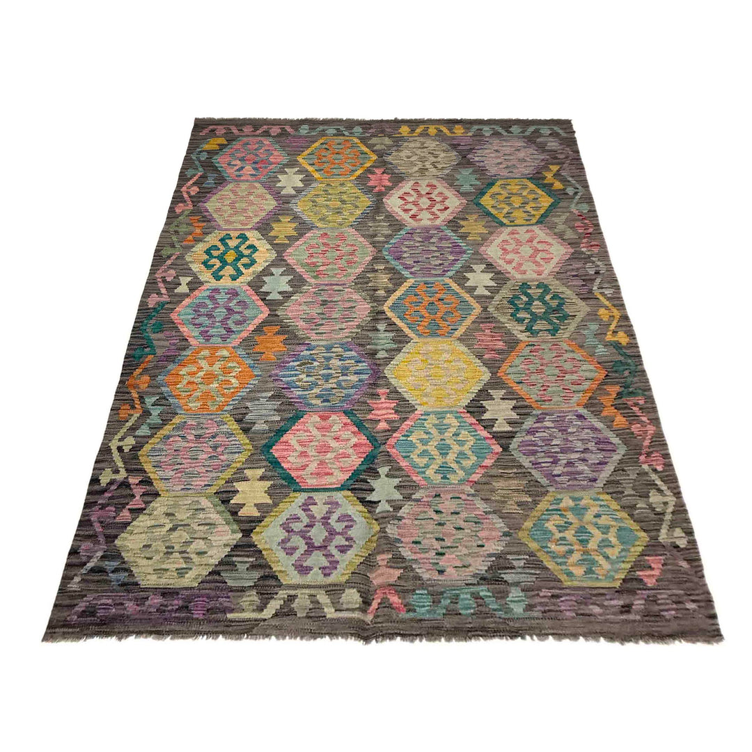 Afghan Vegetable Kilim Rug 5' 9" x 8' 1" Flat-Weave view