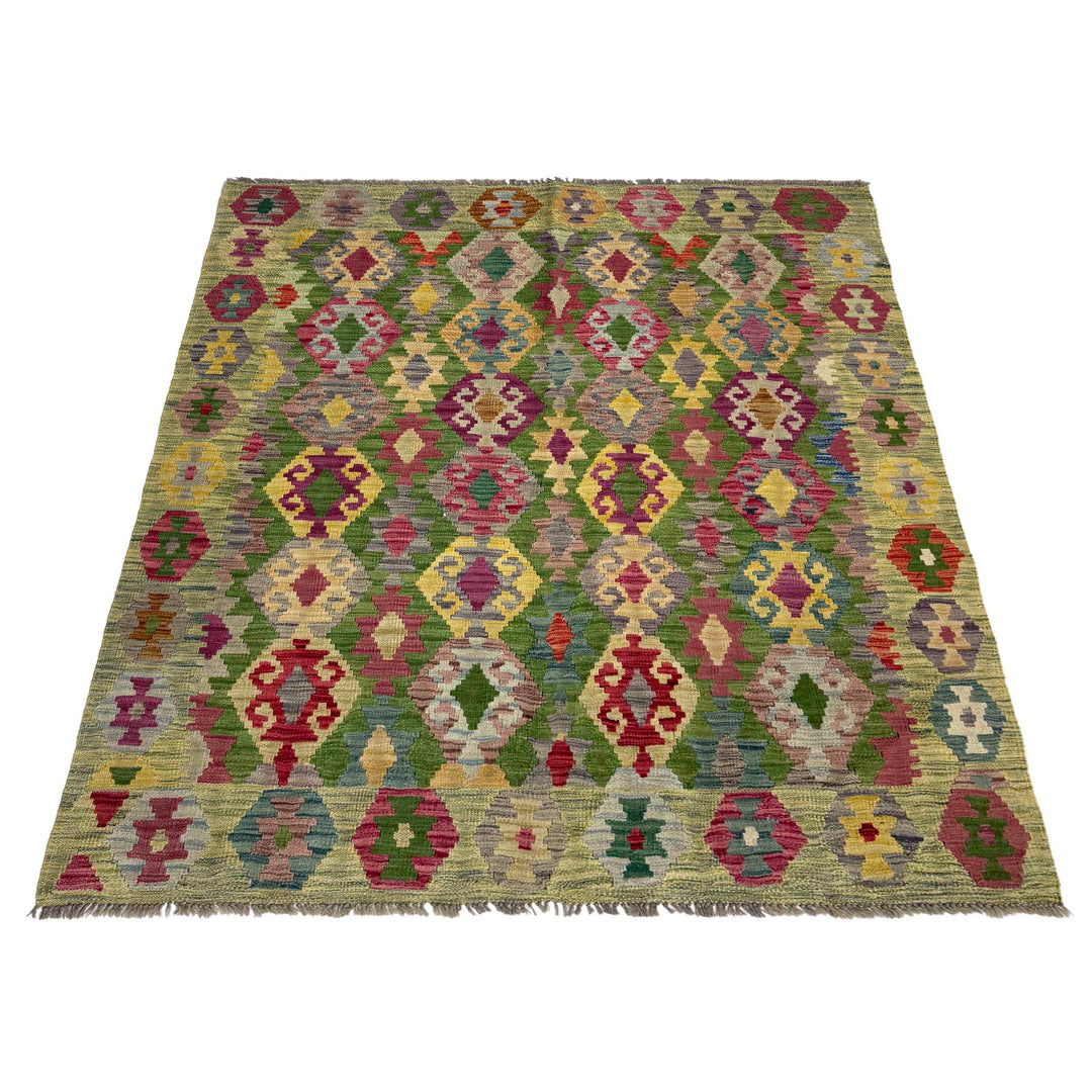 Handmade Turkish Design Wool Kilim 5' 3" x 6' 7" - No. AL112766