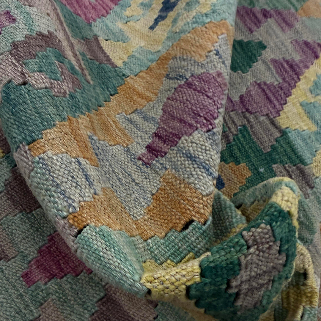 Afghan Vegetable Kilim Rug 5' 10" x 8' 3" Flat-Weave reverse