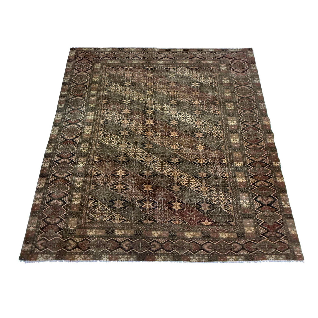 Multicolor Persian Kashan Rug 7'6" x 10'10" Hand-Knotted detail