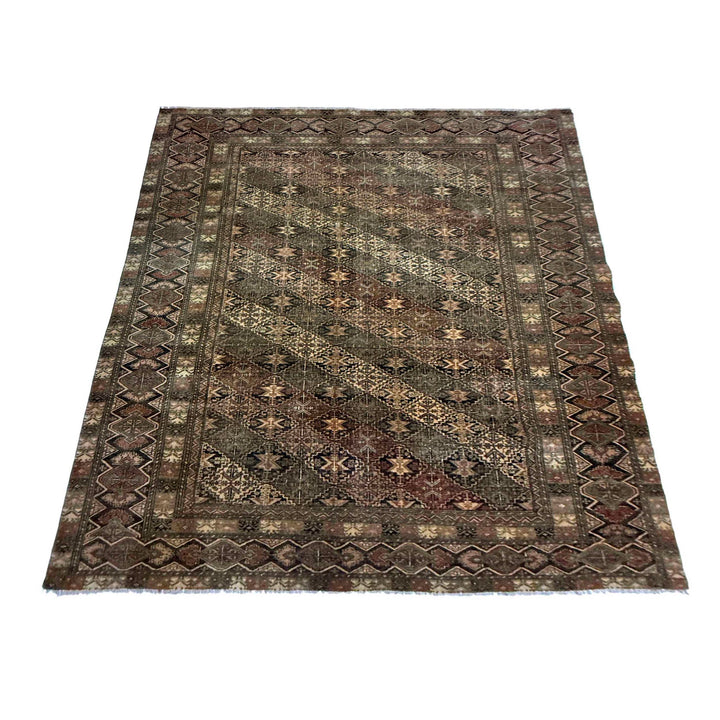 Multicolor Persian Kashan Rug 7'6" x 10'10" Hand-Knotted detail