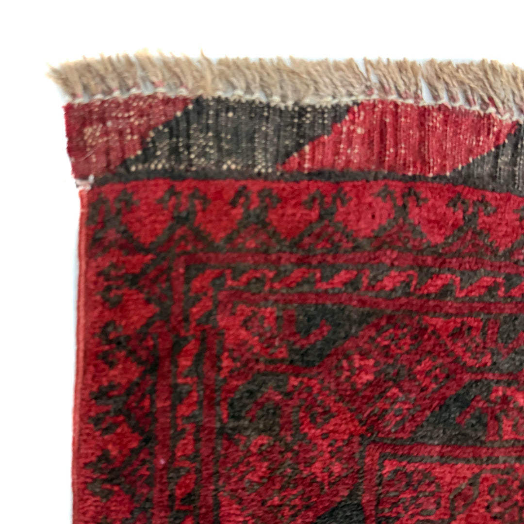 Red Afghan Filpa Area Rug - Handmade Oriental Wool Carpet 6' 8" x 8' 10" - No. AL965006