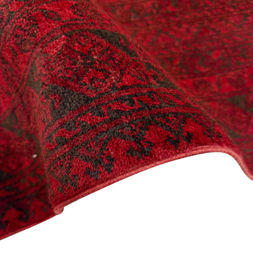 Red Afghan Filpa Area Rug - Handmade Oriental Wool Carpet 6' 8" x 8' 10" - No. AL965006