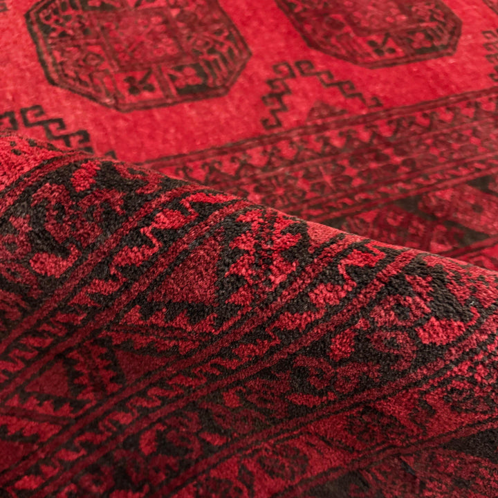 Red Afghan Filpa Area Rug - Handmade Oriental Wool Carpet 6' 8" x 8' 10" - No. AL965006