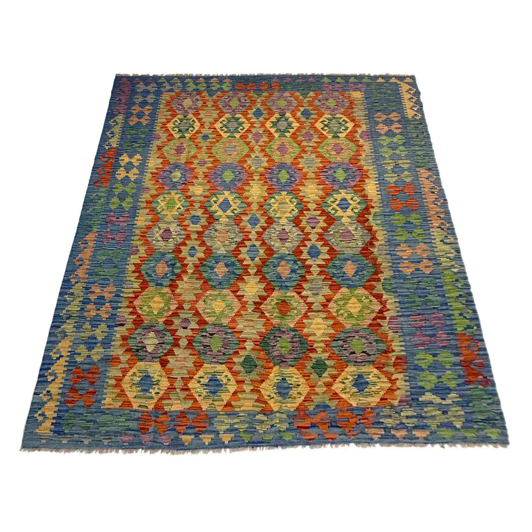 Afghan Vegetable Kilim Rug 6' 2" x 8' 0" Flat-Weave detail