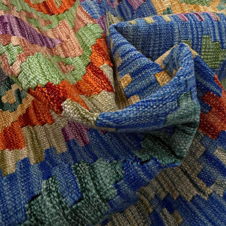 Afghan Vegetable Kilim Rug 6' 2" x 8' 0" Flat-Weave texture