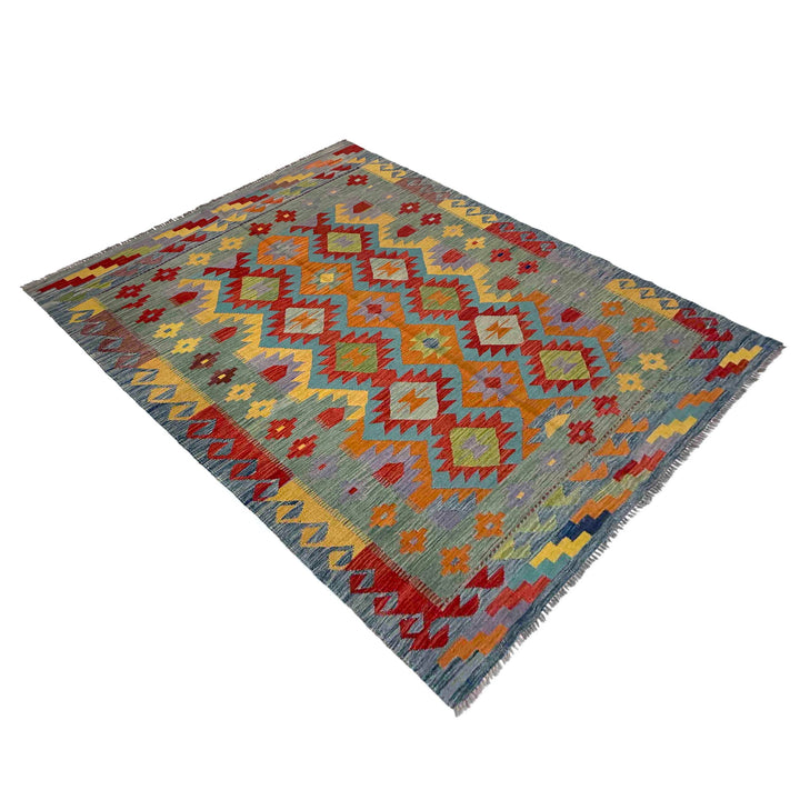Afghan Vegetable Kilim Rug 5' 7" x 8' 0" Flat-Weave view