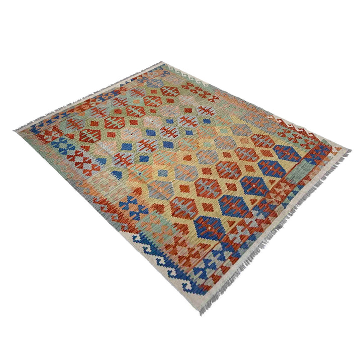 Afghan Vegetable Kilim Rug 6' 2" x 7' 10" Flat-Weave view