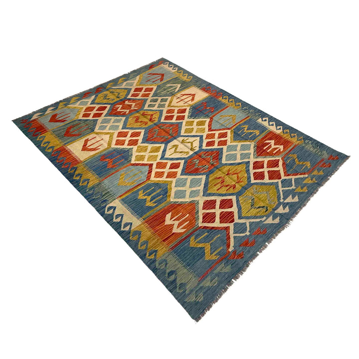 Afghan Vegetable Kilim Rug 5' 7" x 8' 0" Flat-Weave view