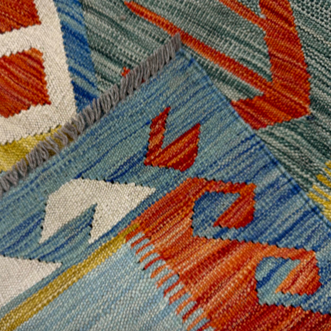 Afghan Vegetable Kilim Rug 5' 7" x 8' 0" Flat-Weave border