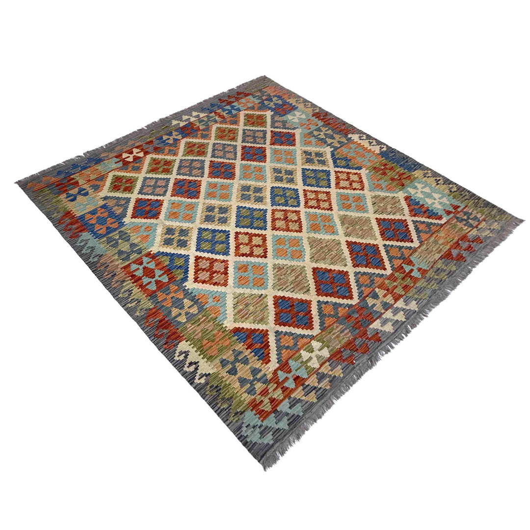 Afghan Vegetable Kilim Rug 6' 3" x 7' 7" Flat-Weave view