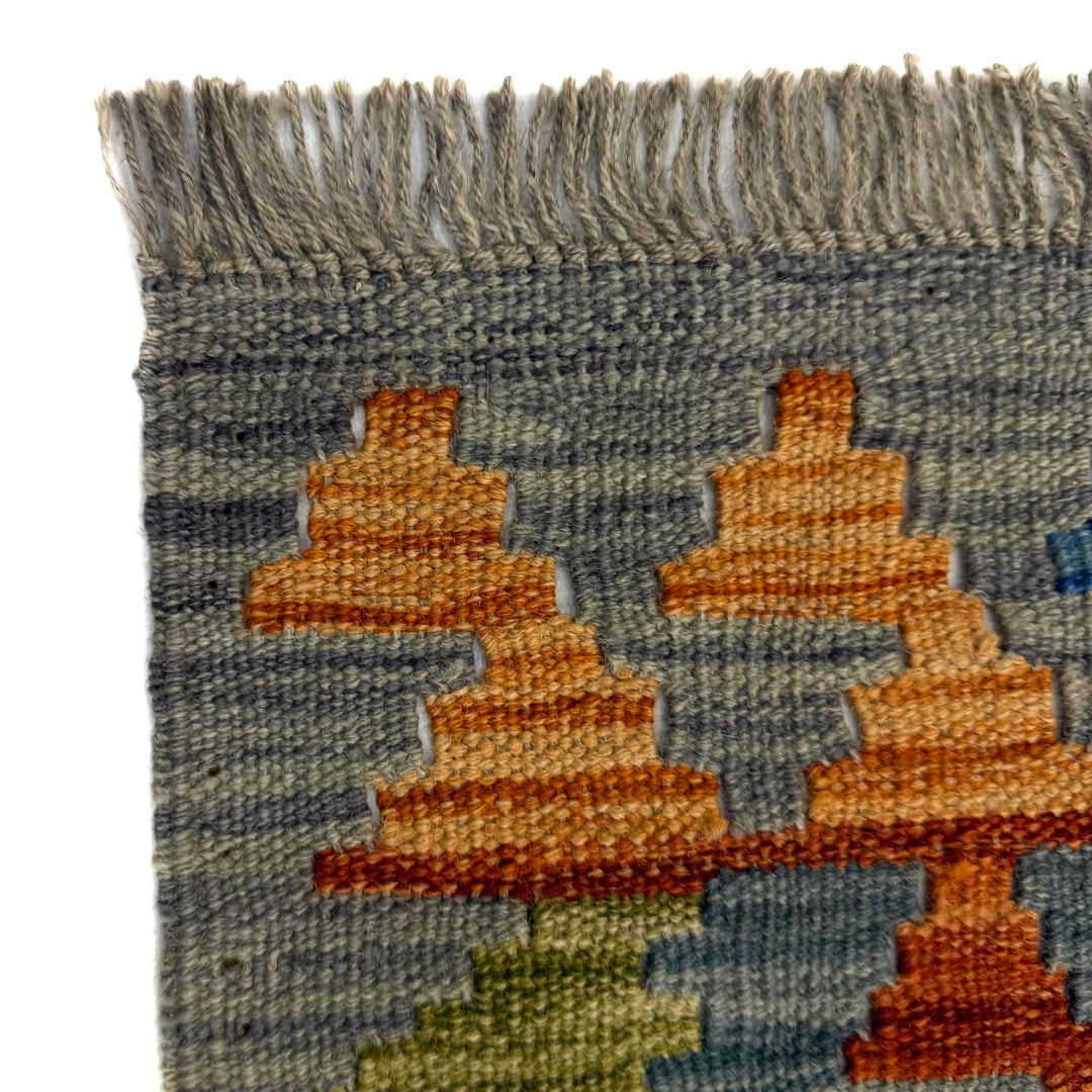 Afghan Vegetable Kilim Rug 6' 3" x 7' 7" Flat-Weave pattern