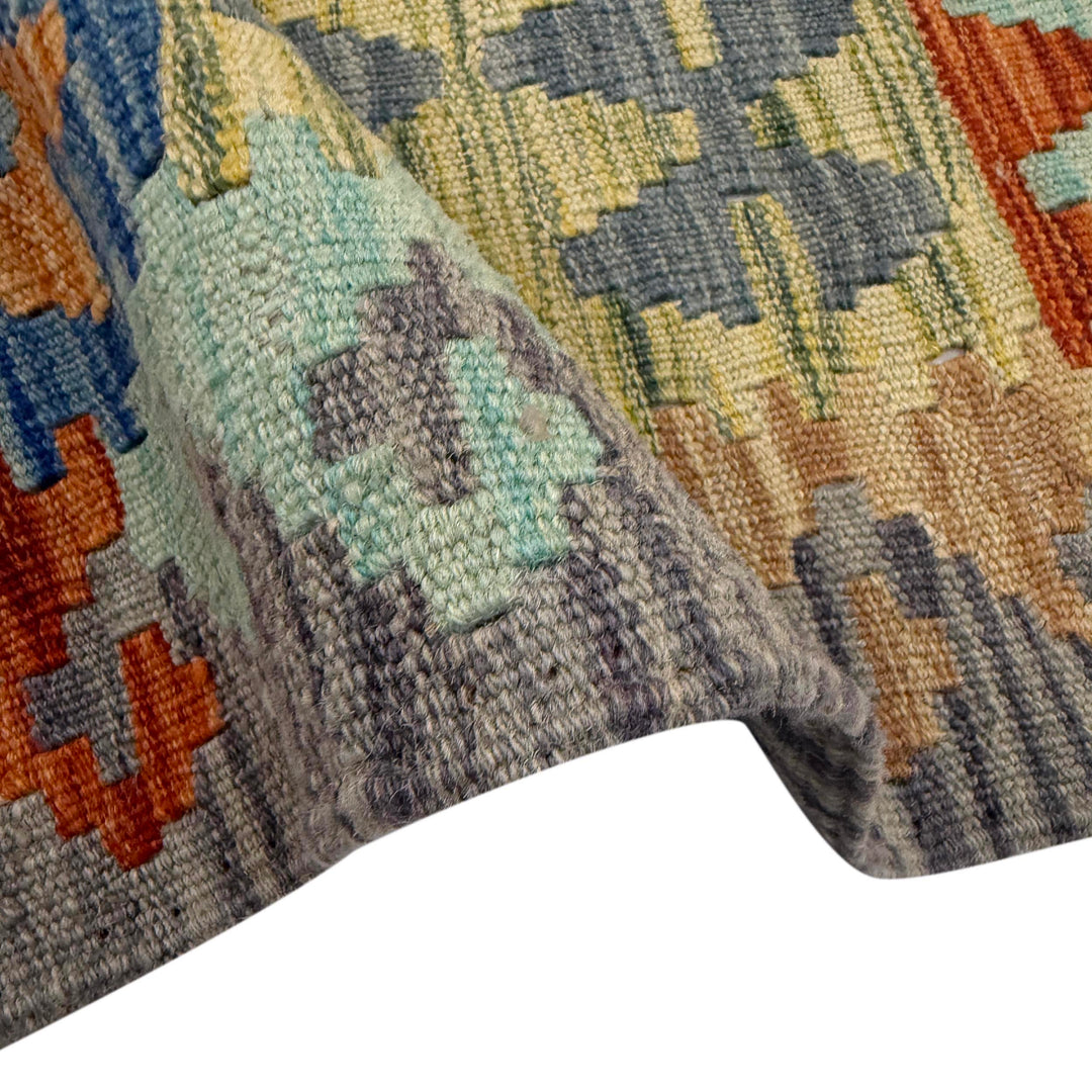 Afghan Vegetable Kilim Rug 6' 3" x 7' 7" Flat-Weave field