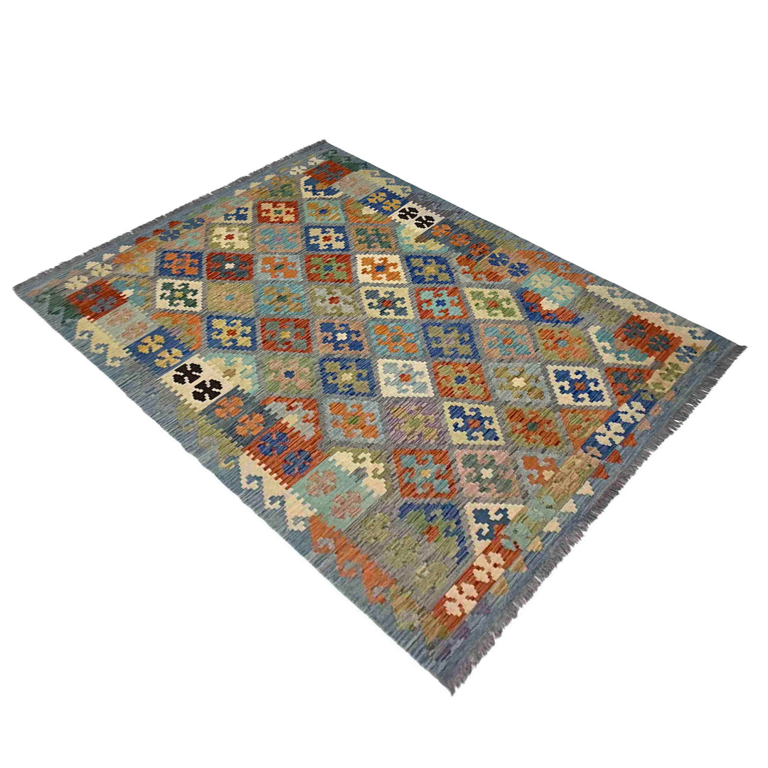 Afghan Vegetable Kilim Rug 5' 8" x 8' 5" Flat-Weave view