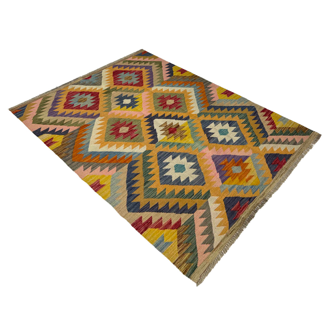 Afghan Vegetable Kilim Rug 4' 1" x 6' 0" Flat-Weave view