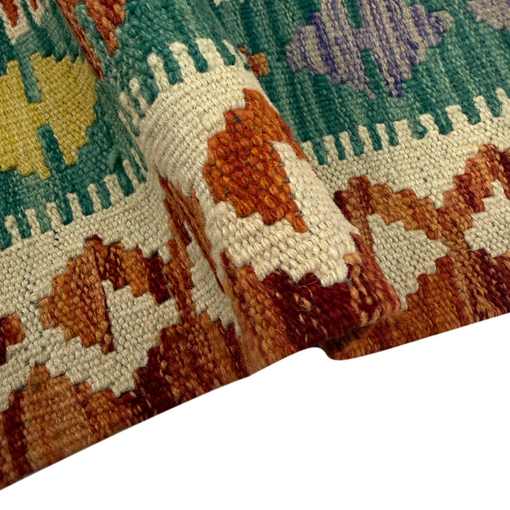 Afghan Vegetable Kilim Rug 4' 1" x 6' 5" Flat-Weave field