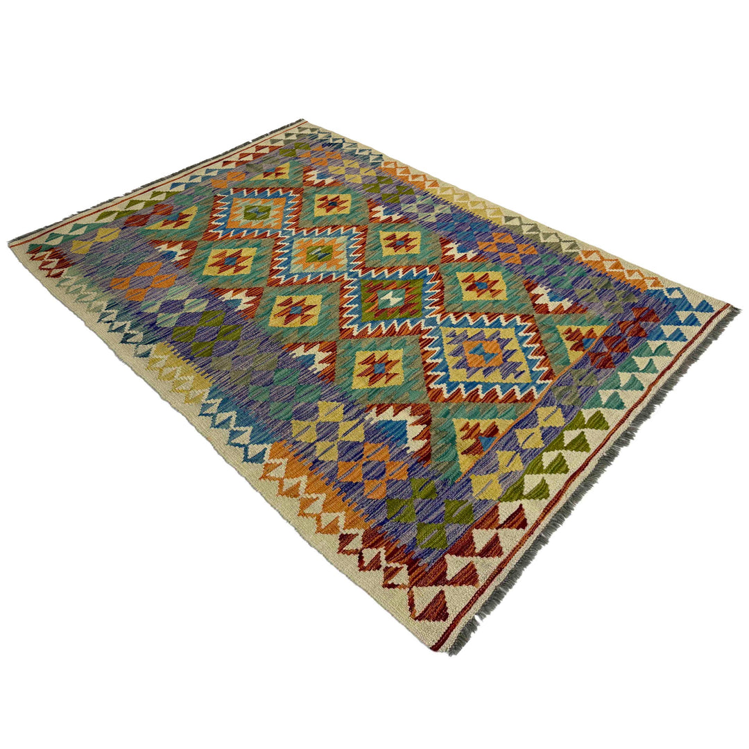 Afghan Vegetable Kilim Rug 4' 2" x 6' 6" Flat-Weave view