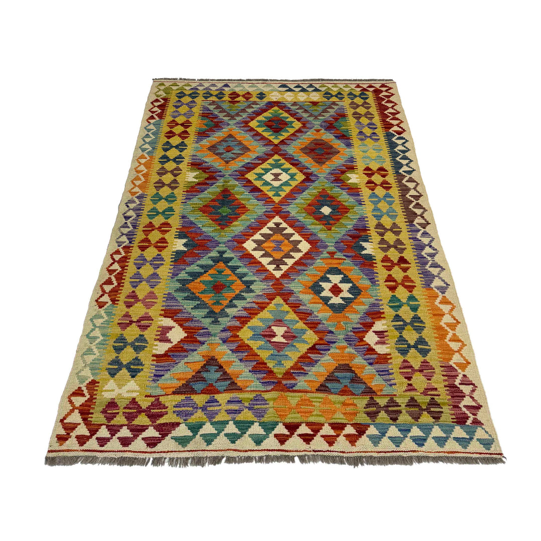 Hand Knotted Afghan Style Kilim 4' 2" x 6' 11" - No. AL750106