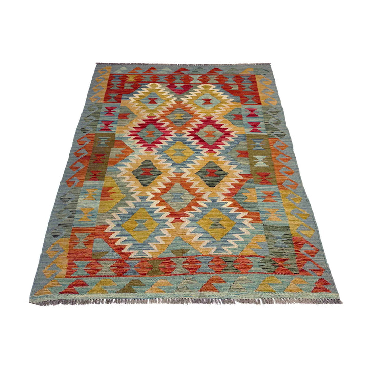 Hand Woven Wool Kelim 4' 0" x 6' 8" - No. AL122950