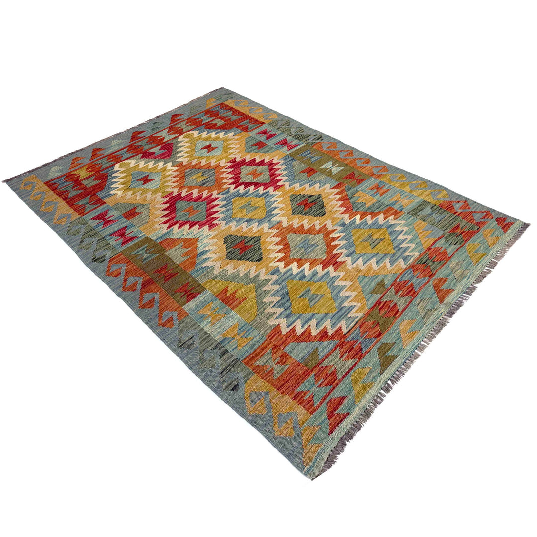 Hand Woven Wool Kelim 4' 0" x 6' 8" - No. AL122950