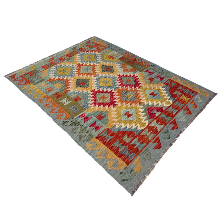 Hand Woven Wool Kelim 4' 0" x 6' 8" - No. AL122950